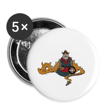 Viking dragon - Buttons small 1''/25 mm (5-pack) - white - Front