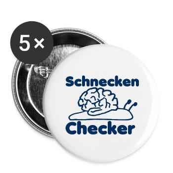 Scheckenchecker - Buttons klein 25 mm (5er Pack) - Weiß - Vorne