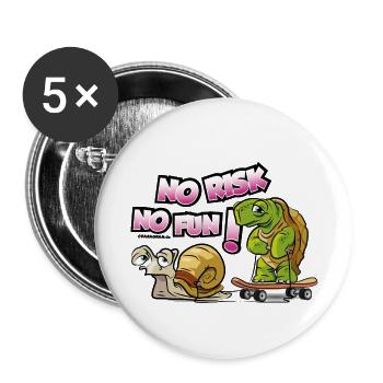 Schnecke & Schildkröte Comic T-Shirt Tee - Buttons klein 25 mm (5er Pack) - Weiß - Vorne