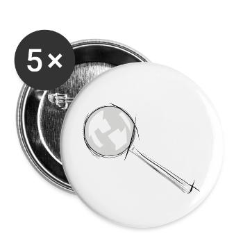 Lupe für Detektive, Geschenkidee, Forscher - Buttons klein 25 mm (5er Pack) - Weiß - Vorne