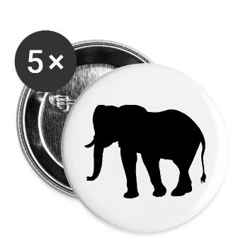 éléphant - Lot de 5 petits badges (25 mm) - blanc - Devant