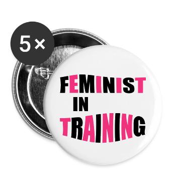 féministe en formation 3 - Lot de 5 petits badges (25 mm) - blanc - Devant