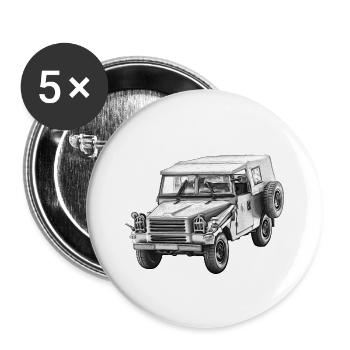 Sachsenring P3 NVA Geländewagen DDR Schwarz/Weiss - Buttons klein 25 mm (5er Pack) - Weiß - Vorne