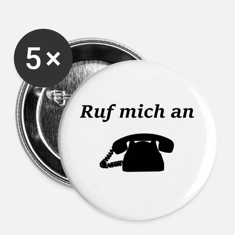 call me - Buttons small 1''/25 mm (5-pack) - white
