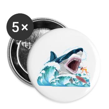 Megalodon attacks! - Buttons small 1''/25 mm (5-pack) - white - Front
