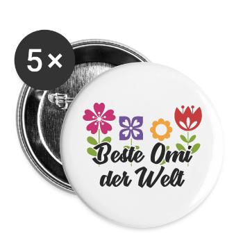 Beste Omi der Welt Oma Geschenk - Buttons klein 25 mm (5er Pack) - Weiß - Vorne