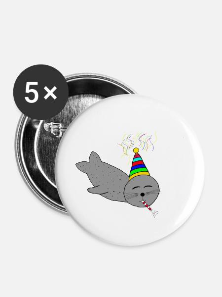 B-day Robbe - Buttons klein 25 mm (5er Pack) - Weiß