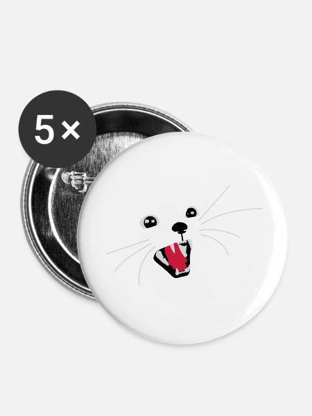 Böse Katze - Buttons klein 25 mm (5er Pack) - Weiß
