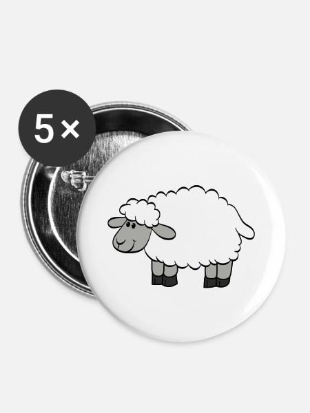 Schaf - Buttons klein 25 mm (5er Pack) - Weiß