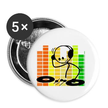 Strichmännchen DJ Equalizer - Buttons klein 25 mm (5er Pack) - Weiß - Vorne