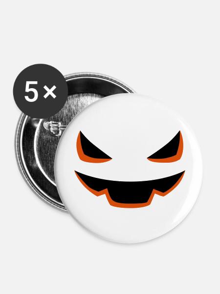Pumpkin Face Halloween - Buttons klein 25 mm (5er Pack) - Weiß