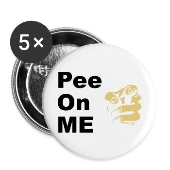 "Pee On Me" New York Hunde Piss mich an - Buttons klein 25 mm (5er Pack) - Weiß - Vorne