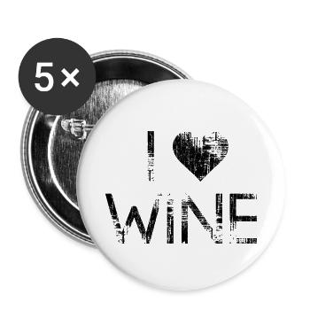 I Love Wine - Buttons small 1''/25 mm (5-pack) - white - Front