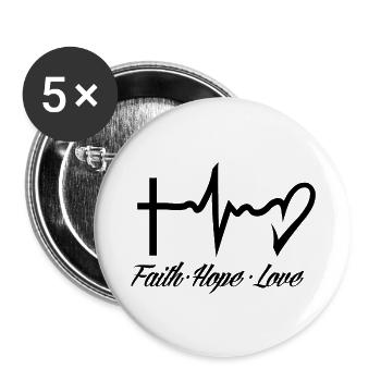 Glaube Hoffnung Liebe - Buttons klein 25 mm (5er Pack) - Weiß - Vorne