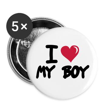 i_love_my_boy - Buttons small 1''/25 mm (5-pack) - white - Front
