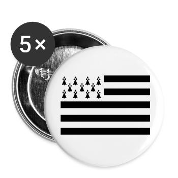 Drapeau Breton - Lot de 5 petits badges (25 mm) - blanc - Devant