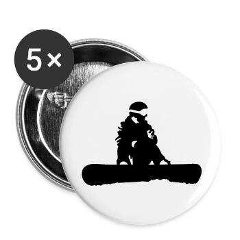 snowboard - Lot de 5 petits badges (25 mm) - blanc - Devant