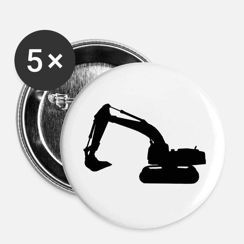 peleteuse engin chantier - Lot de 5 petits badges (25 mm) - blanc