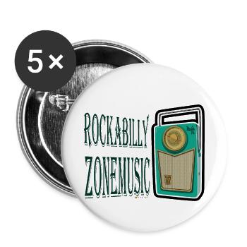Rockabilly-Musik - Buttons klein 25 mm (5er Pack) - Weiß - Vorne