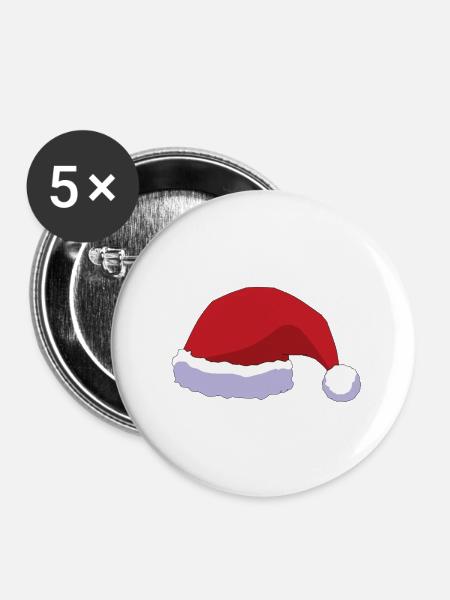 Weihnachtsmuetze - Buttons klein 25 mm (5er Pack) - Weiß