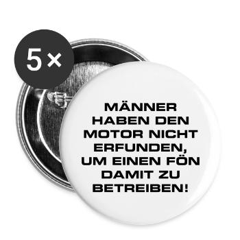 Motor Power Haar Fön Auto Ingenieur Erfinder Genie - Buttons klein 25 mm (5er Pack) - Weiß - Vorne