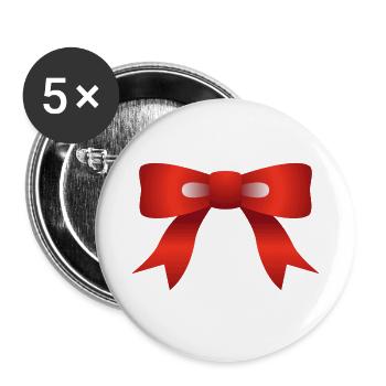 Idée cadeau Noël ruban rouge - Lot de 5 petits badges (25 mm) - blanc - Devant