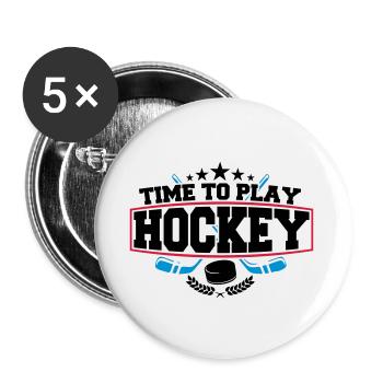 Time to play hockey - Buttons small 1''/25 mm (5-pack) - white - Front