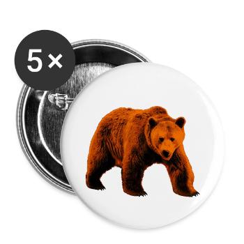 Bear, Wild Bear - Buttons small 1''/25 mm (5-pack) - white - Front