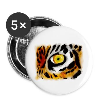 Oeil de tigre d'un tigre adulte - Lot de 5 petits badges (25 mm) - blanc - Devant