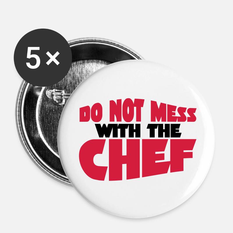 chef - Lot de 5 petits badges (25 mm) - blanc