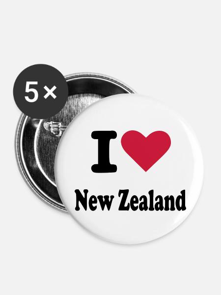 Neuseeland - Buttons klein 25 mm (5er Pack) - Weiß
