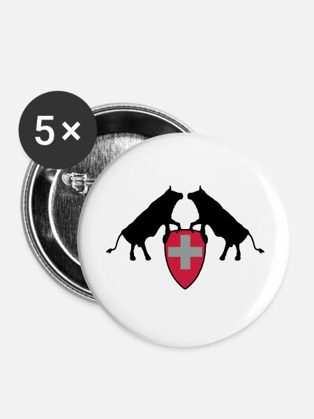 schweiz - Buttons klein 25 mm (5er Pack) - Weiß