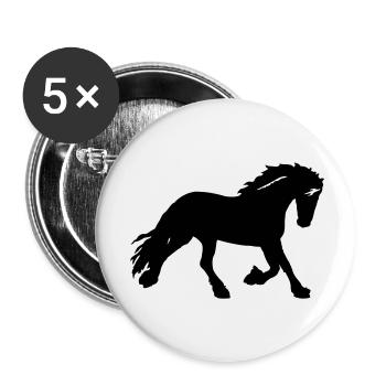 Horse - Buttons small 1''/25 mm (5-pack) - white - Front