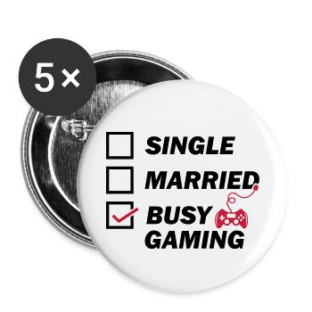 Busy Gaming - Buttons small 1''/25 mm (5-pack) - white - Front