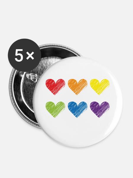 Stolz-Herzen - Buttons klein 25 mm (5er Pack) - Weiß
