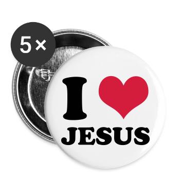 I Love Jesus - Buttons klein 25 mm (5er Pack) - Weiß - Vorne