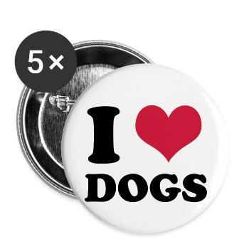 J'adore les chiens - Lot de 5 petits badges (25 mm) - blanc - Devant
