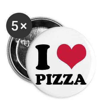 J'adore la pizza - Lot de 5 petits badges (25 mm) - blanc - Devant