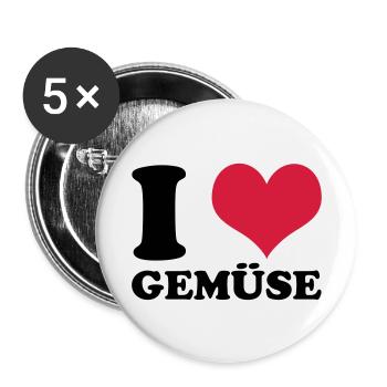 I Love Gemüse - Buttons klein 25 mm (5er Pack) - Weiß - Vorne