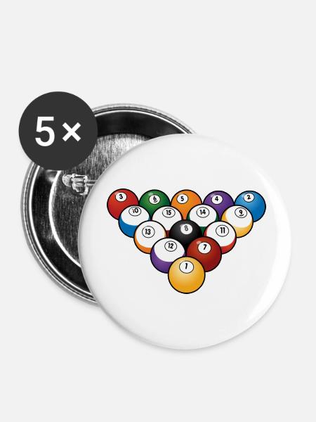 Billard - Buttons klein 25 mm (5er Pack) - Weiß