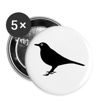 Oiseau Merle - Lot de 5 petits badges (25 mm) - blanc - Devant