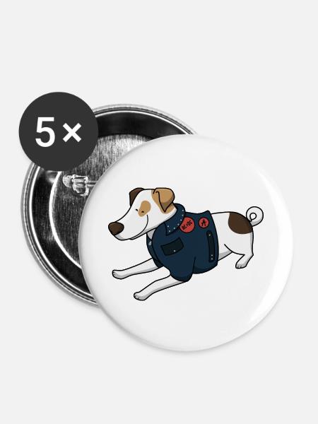 Rock Russel - Buttons klein 25 mm (5er Pack) - Weiß