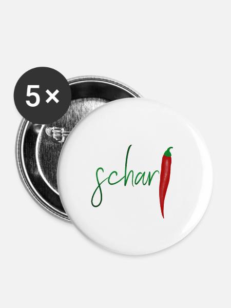 scharf - Buttons klein 25 mm (5er Pack) - Weiß