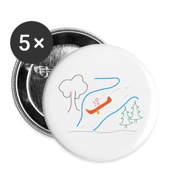 Whitewater stick figure, woman rafting canoeing sport - Buttons small 1''/25 mm (5-pack) - white - Front