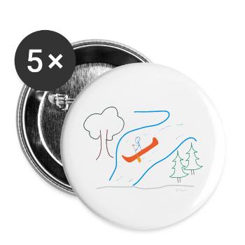 Whitewater stick figure, rafting kayak sport - Buttons small 1''/25 mm (5-pack) - white - Front