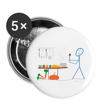 Koch Strtichmännchen, profession passe-temps à manger de loisir - Lot de 5 petits badges (25 mm) - blanc - Devant