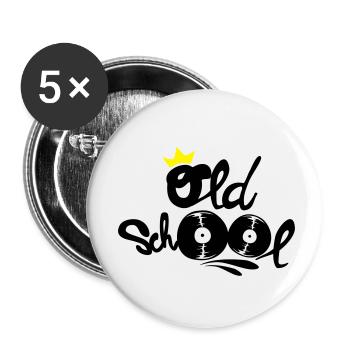Old school - Lot de 5 petits badges (25 mm) - blanc - Devant