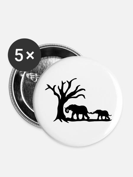 Elephants - Buttons klein 25 mm (5er Pack) - Weiß