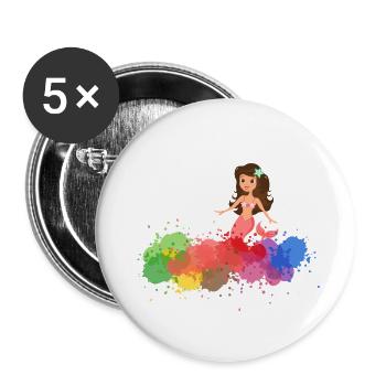 Mermaid with splashes of color - Buttons small 1''/25 mm (5-pack) - white - Front