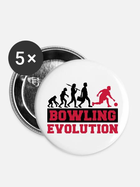 Bowling Evolution - Buttons klein 25 mm (5er Pack) - Weiß